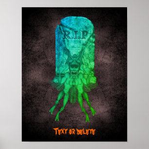 Halloween Scary Goblin Tombstone Personalised Poster