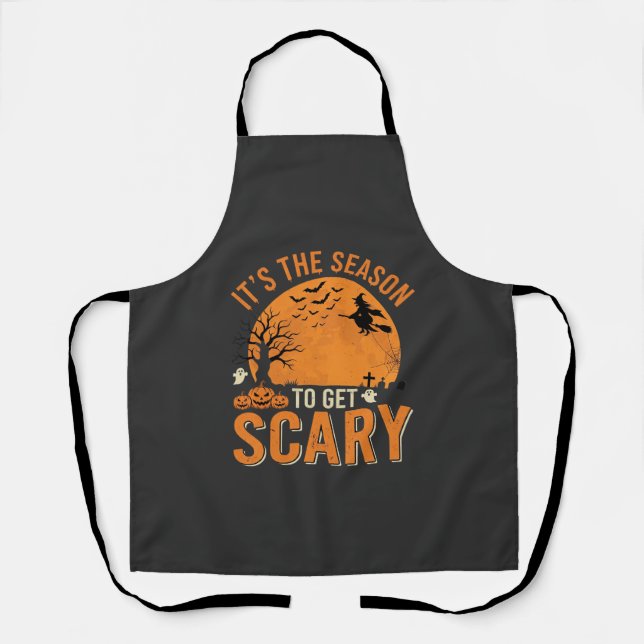 Halloween Scary Haunted Castle Vector Apron (Front)