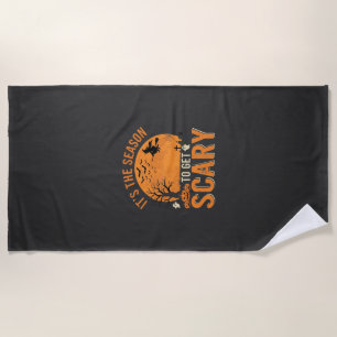 Halloween Scary Haunted Castle Vector Beach Towel