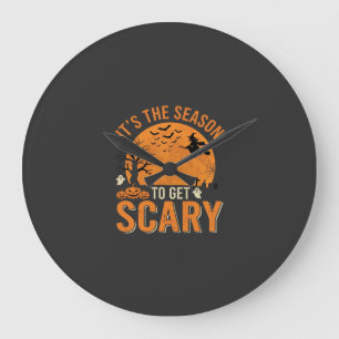 Halloween Scary Haunted Castle Vector Large Clock