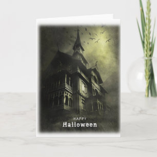 Halloween scary house card