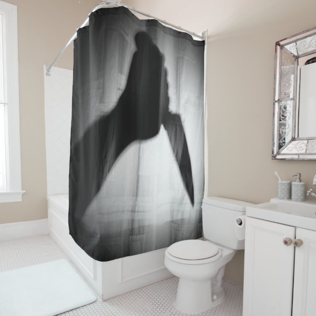 Halloween Scary Knife Silhouette Shower Curtain (In Situ)