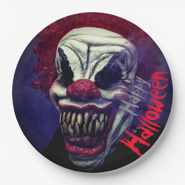Halloween Scary Monster Clown Paper Plate (Front)