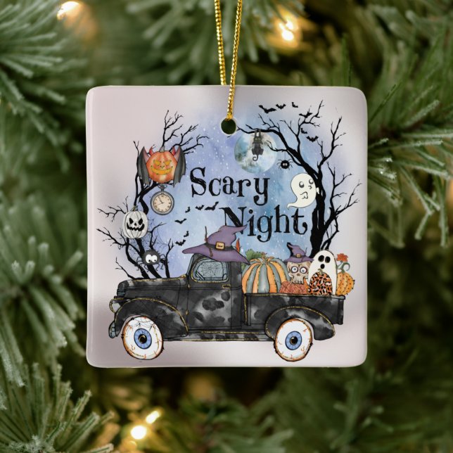 Halloween Scary Night Ceramic Ornament (Tree)