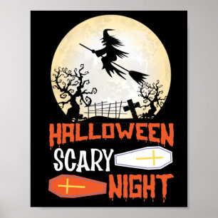 Halloween Scary Night Creepy Witch Poster