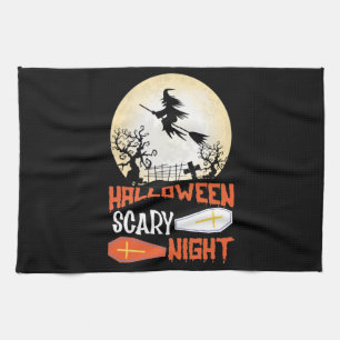 Halloween Scary Night Creepy Witch Tea Towel