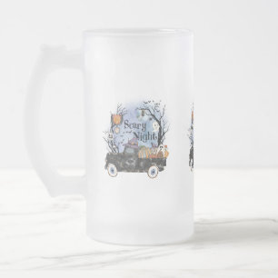 Halloween Scary Night Frosted Glass Beer Mug