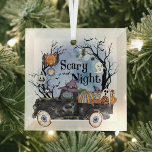 Halloween Scary Night Glass Tree Decoration