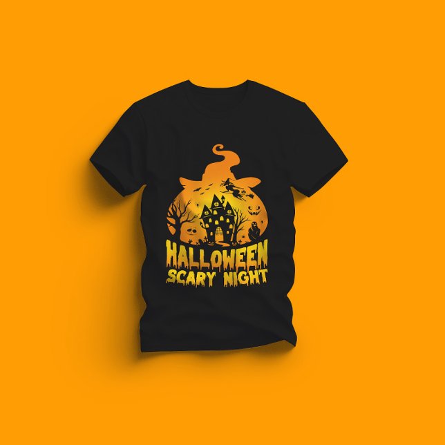 Halloween Scary Night Haunted House Design T-Shirt (Creator Uploaded)