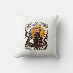 Halloween Scary Night Haunted House Full Moon Witc Cushion
