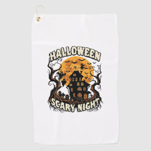 Halloween Scary Night Haunted House Full Moon Witc Golf Towel