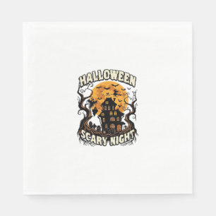 Halloween Scary Night Haunted House Full Moon Witc Napkin