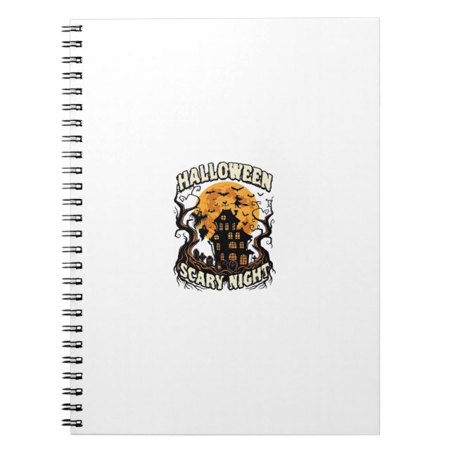 Halloween Scary Night Haunted House Full Moon Witc Notebook (Front)
