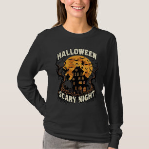 Halloween Scary Night Haunted House Full Moon Witc T-Shirt