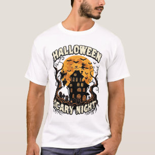Halloween Scary Night Haunted House Full Moon Witc T-Shirt