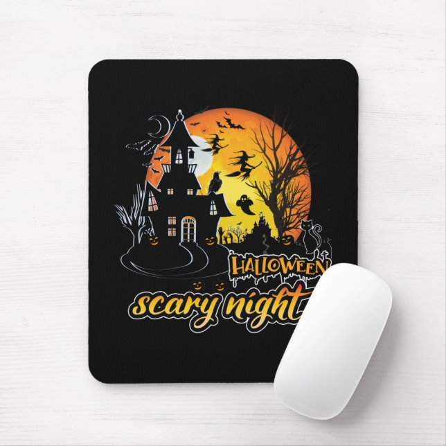 Halloween Scary Night Mouse Mat (With Mouse)