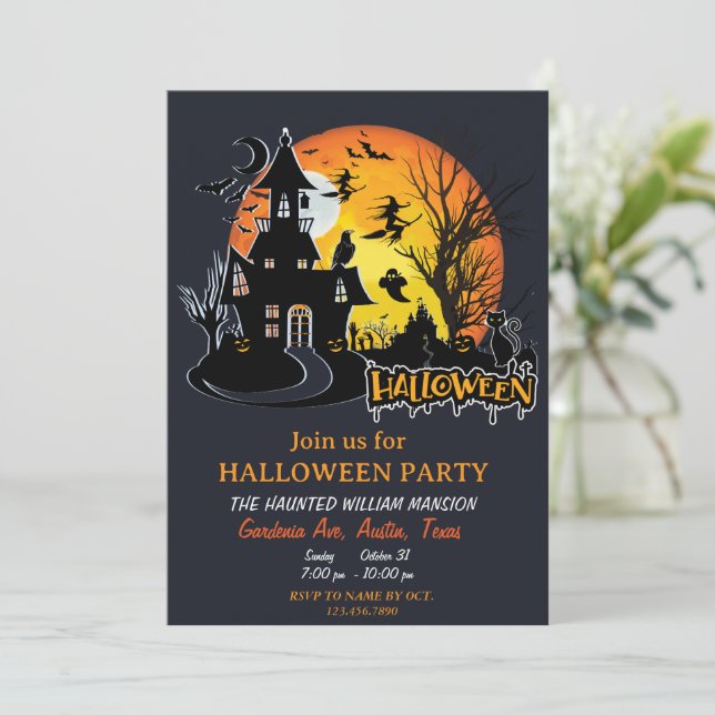 Halloween Scary Night Planner Party  Invitation (Standing Front)