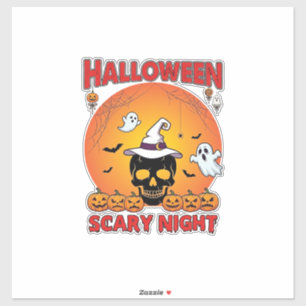 Halloween Scary Night Skull Witch Hat Pumpkins Gho