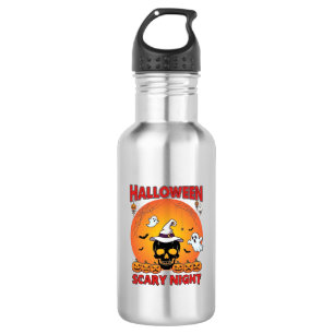 Halloween Scary Night Skull Witch Hat Pumpkins Gho 532 Ml Water Bottle