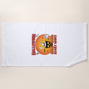 Halloween Scary Night Skull Witch Hat Pumpkins Gho Beach Towel