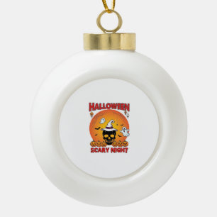 Halloween Scary Night Skull Witch Hat Pumpkins Gho Ceramic Ball Christmas Ornament