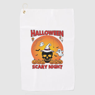 Halloween Scary Night Skull Witch Hat Pumpkins Gho Golf Towel