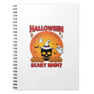 Halloween Scary Night Skull Witch Hat Pumpkins Gho Notebook