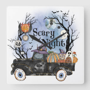 Halloween  Scary_Night Square Wall Clock