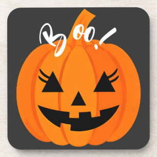 Halloween Scary Orange Jack-O-Lantern Custom Boo Coaster