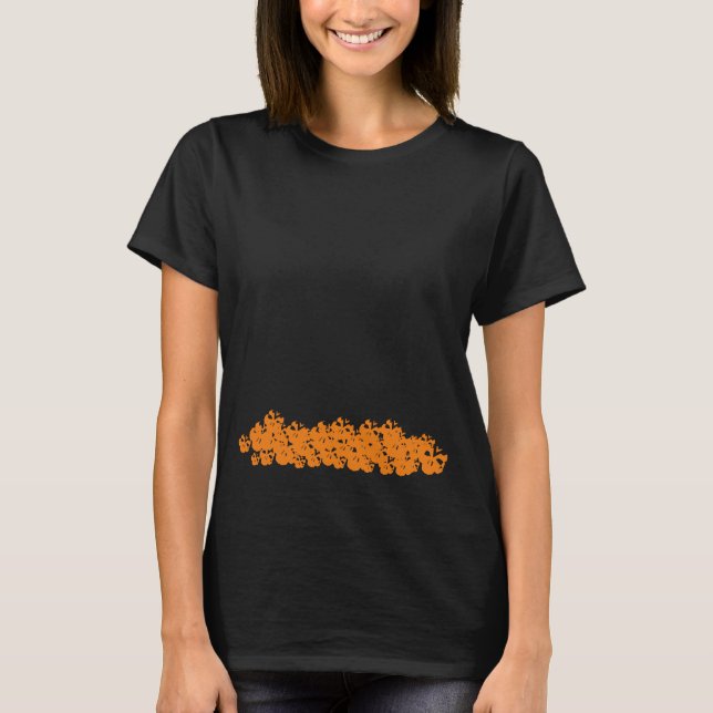 Halloween scary orange skulls pile black T-Shirt (Front)