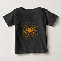 Halloween Scary Orange Spider and Web