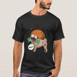Halloween Scary Pug Dog Zombie And Moon T-Shirt