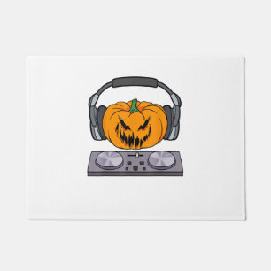 Halloween Scary Pumpkin DJ Music Turntables Men Wo Doormat