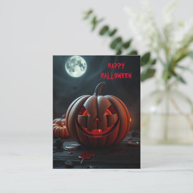 Halloween scary pumpkin holiday card (Standing Front)