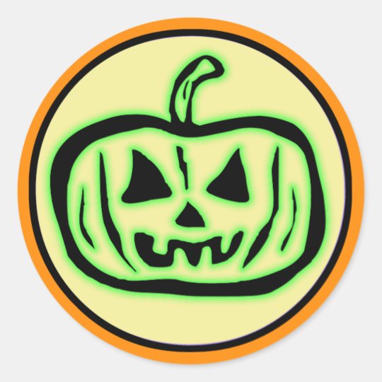 Halloween Scary Pumpkin Jack O Lantern Classic Round Sticker