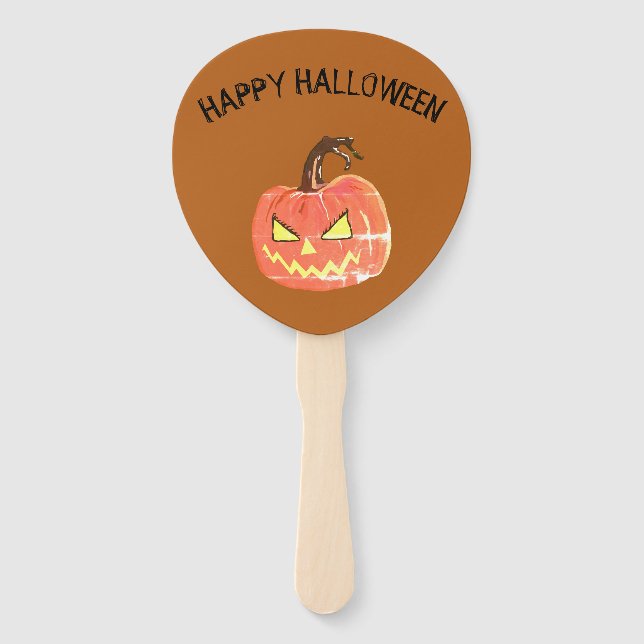 Halloween Scary Pumpkin Paddle Hand Fan (Front)