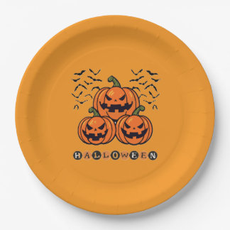 Halloween Scary Pumpkin Paper Plate
