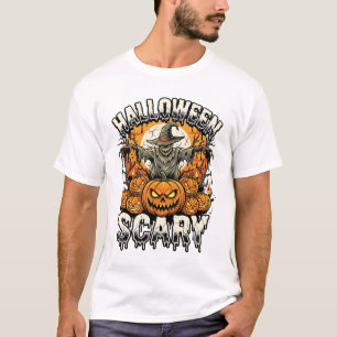 Halloween Scary Pumpkin Scarecrow Vector T-Shirt