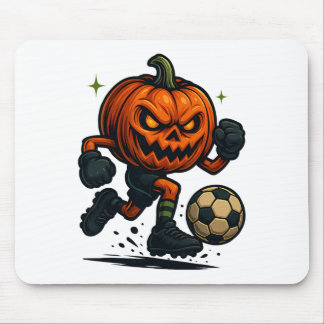 Halloween Scary Pumpkin Showing Soccer Skills Spoo Mouse Mat