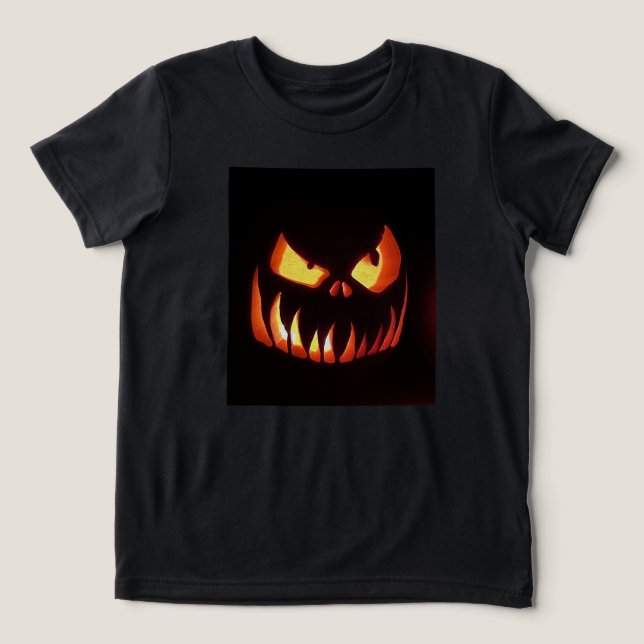 Halloween Scary Pumpkin Tri-Blend Shirt (Design Front)
