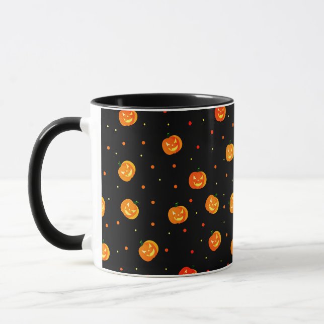 Halloween Scary Pumpkins Jack-o'-Lantern Pattern  Mug (Left)