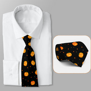 Halloween Scary Pumpkins Jack-o'-Lantern Pattern Tie