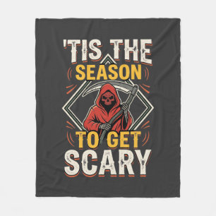 Halloween Scary Reaper Vintage Design Fleece Blanket