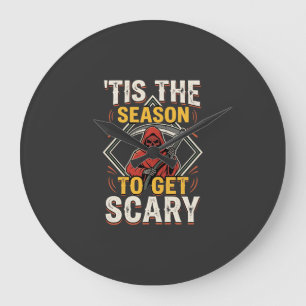 Halloween Scary Reaper Vintage Design Large Clock
