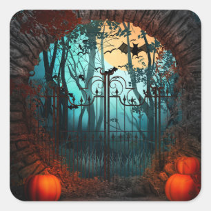 Halloween Scary Scene (2) - Customise Square Sticker