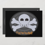 Halloween Scary Skull and Bones Invitations<br><div class="desc">These Halloween invitations are great for inviting your child's friends over to celebrate the festivities of Halloween or it can be used for a Halloween themed birthday party. The front of the invitation features a creepy skull and cross bones. The back of the invitation features different areas of customisation to...</div>