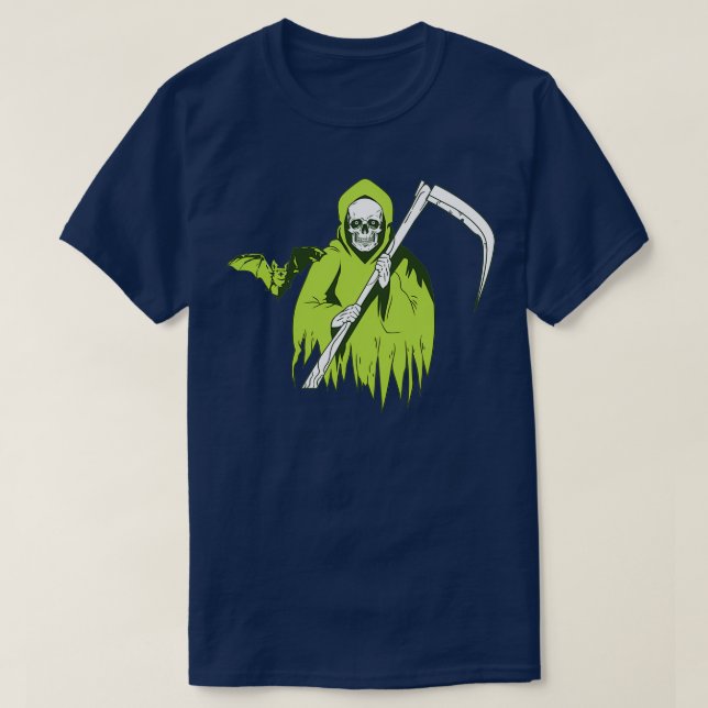 Halloween Scary skull ghost with bat 2 T-Shirt (Design Front)