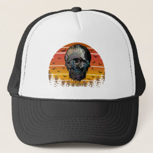 HALLOWEEN SCARY SKULL TRUCKER HAT