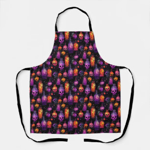 Halloween Scary Skulls Purple Orange Potion's Apron