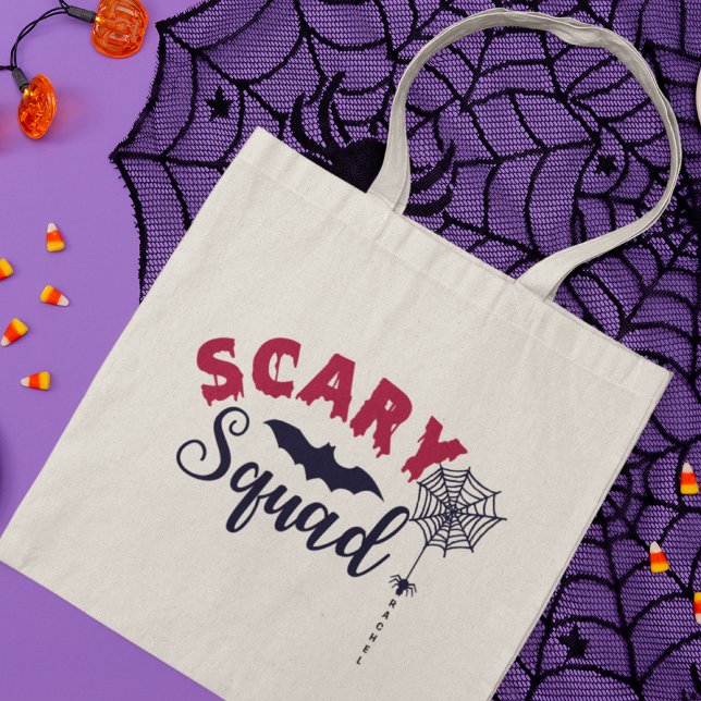 Halloween Scary Squad Personalised Name Tote Bag (Creator Uploaded)